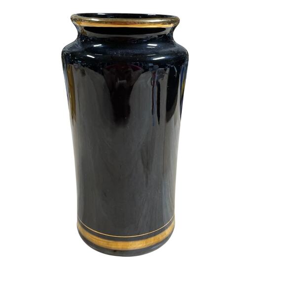 Vintage Art of Chokin Japanese Vase Black Procelain with Gold Trim GUC - Picture 3 of 6